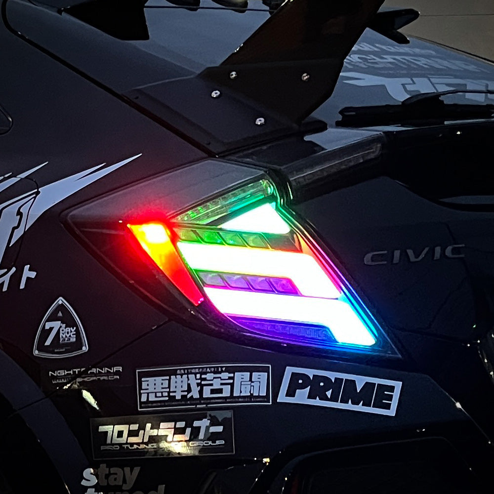 
                      
                        HRS 2017-21 Honda Civic 10th Gen Hatchback FK7 FK8 LED Tail Lights V2- RGB
                      
                    