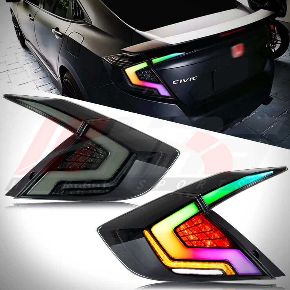 HRS 2016-21 Honda Civic 10th Gen Sedan LED Tail Lights V2 - RGB