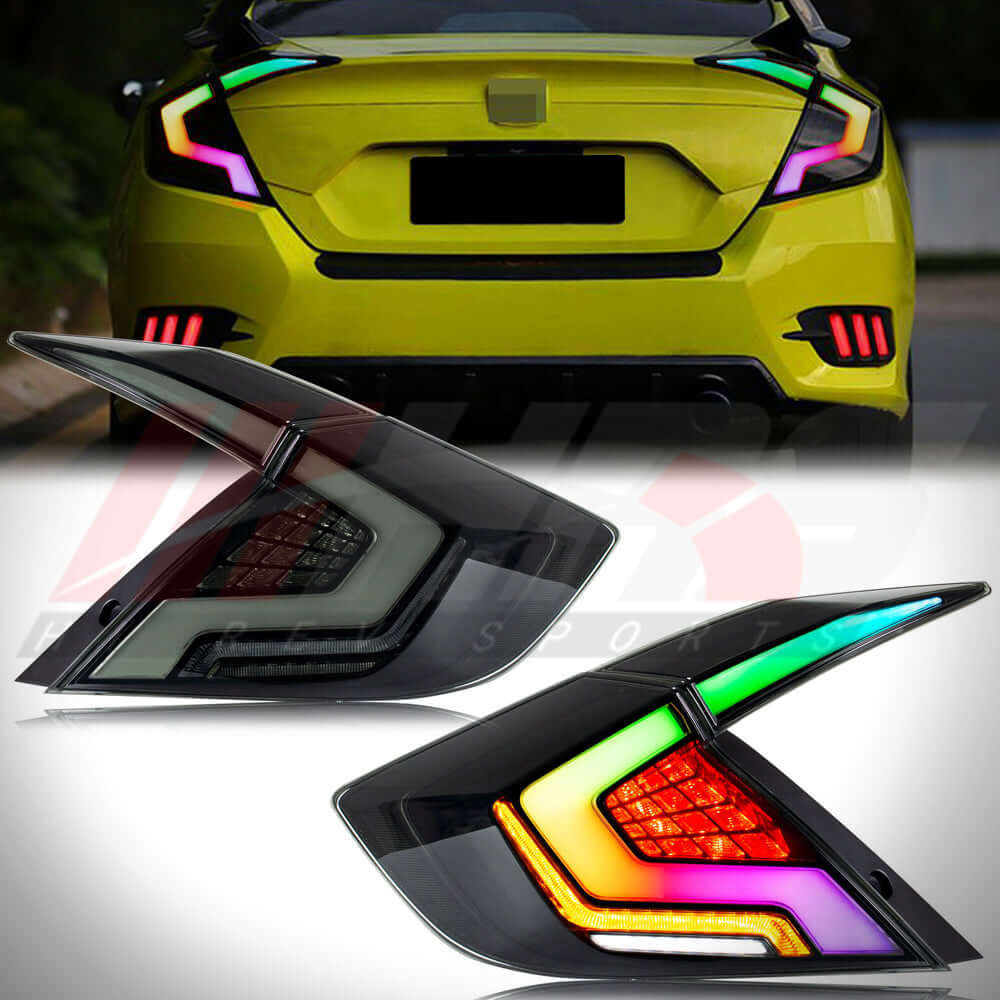 HRS 2016-21 Honda Civic 10th Gen Sedan LED Tail Lights V2 - RGB