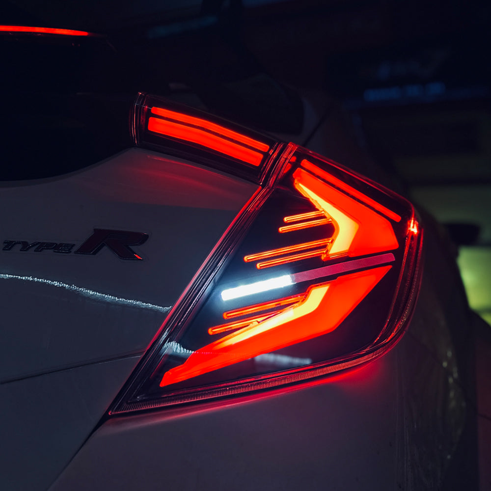 
                      
                        HRS 2017-21 Honda Civic 10th Gen Hatchback FK7 FK8 LED Tail Lights -  The Elite Series
                      
                    