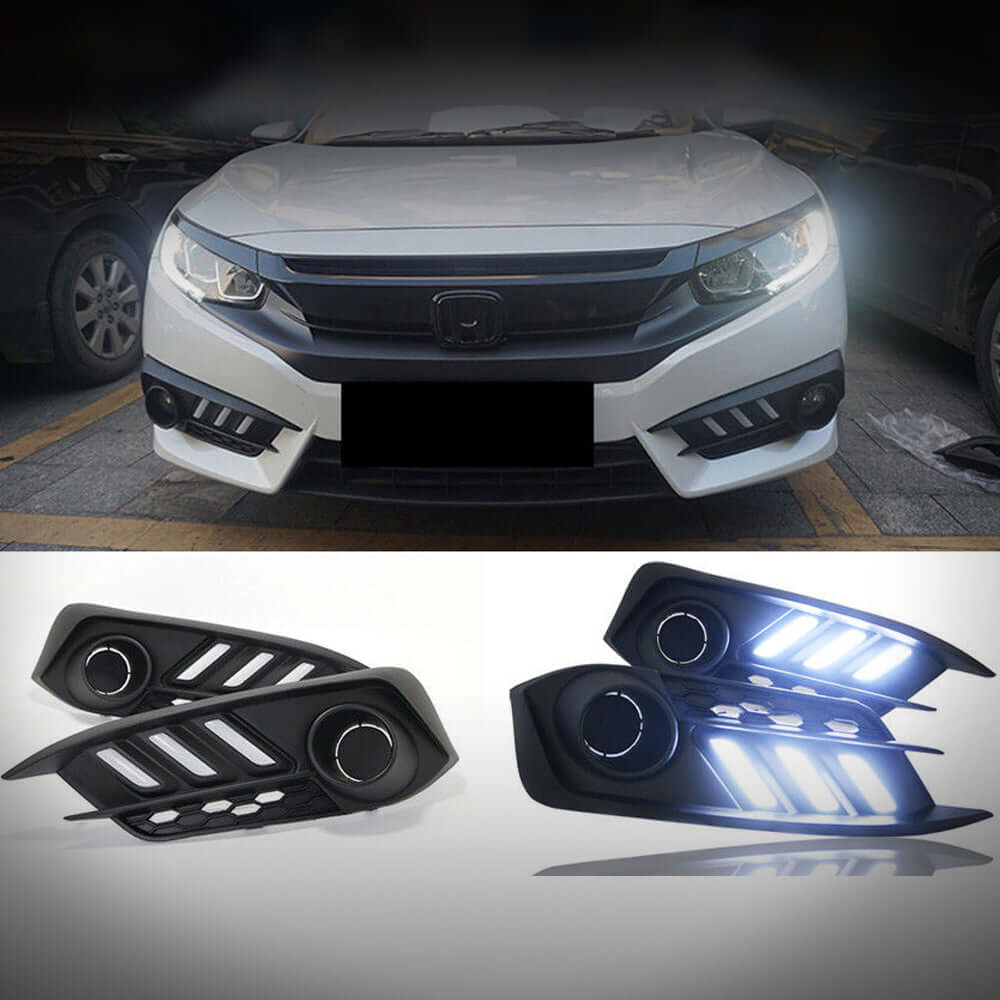 HRS 2016-18 Honda Civic 10th Gen Sedan Front Bumper DRL Turn Signals - V2